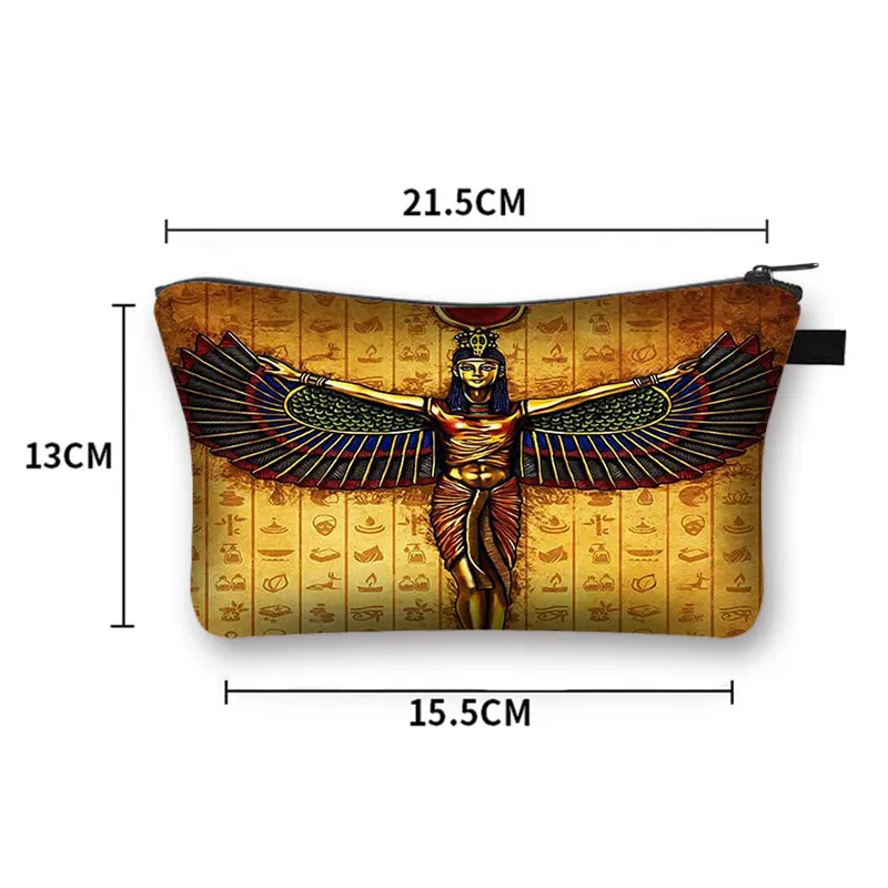 Egyptian Art Print Cosmetic Case Women Makeup Bags Egypt Pharaoh Anubis Toiletry Bag Small Handbag Lipstick Holder Cosmetic Bag