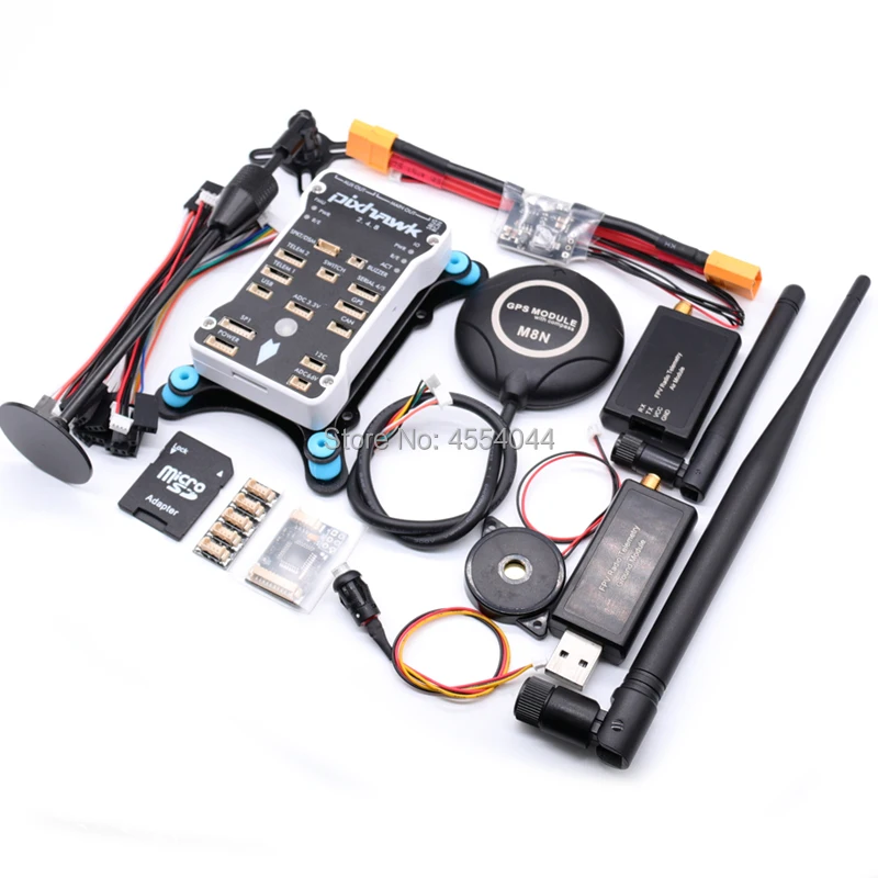 Pixhawk PX4 PIX 2.4,8 controlador de vuelo de 32 bits + GPS M8N + radio telemetría 433/915 Mhz + módulo de alimentación XT60 + soporte gps + PPM + I2C + 4G SD