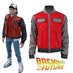 Movie Back To The Future Cosplay Jacket Jr Marlene Seamus Marty  Costume Orange Coat Outwear Men Halloween Carnival Outfit