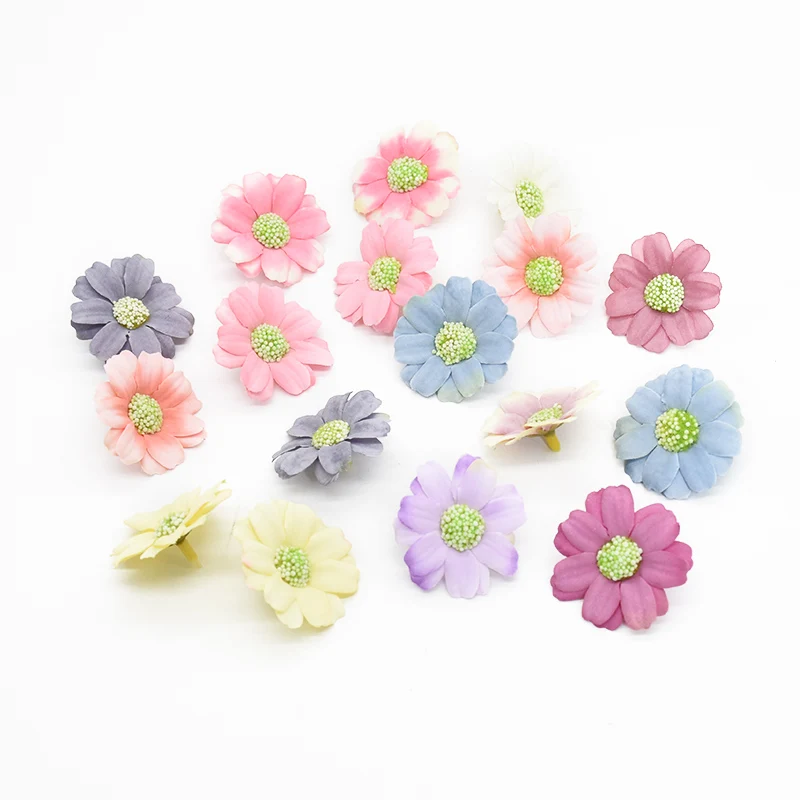 50Pcs Silk Daisies Artificial Flowers for Wedding Decoration Christmas Home Bridal Accessories Diy Candy Box Small Chrysanthemum