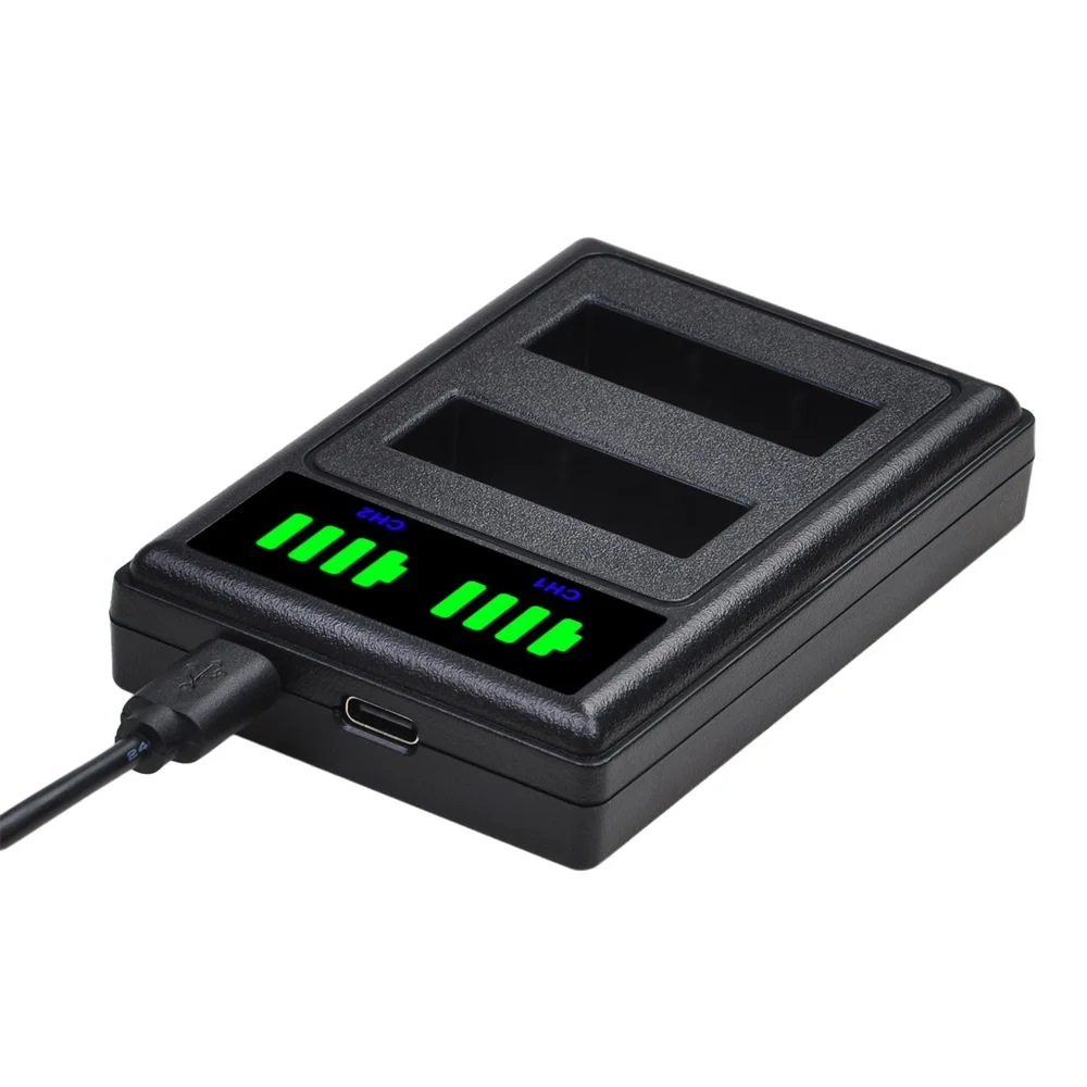 شاحن مزدوج LED مع منفذ من النوع C لبطارية BLS-5 BLS-50 PS-BLS5 Olympus OM-D E-M10، PEN E-PL2، E-PL5، E-PL6، E-PL7، E-PM2، Stylus 1