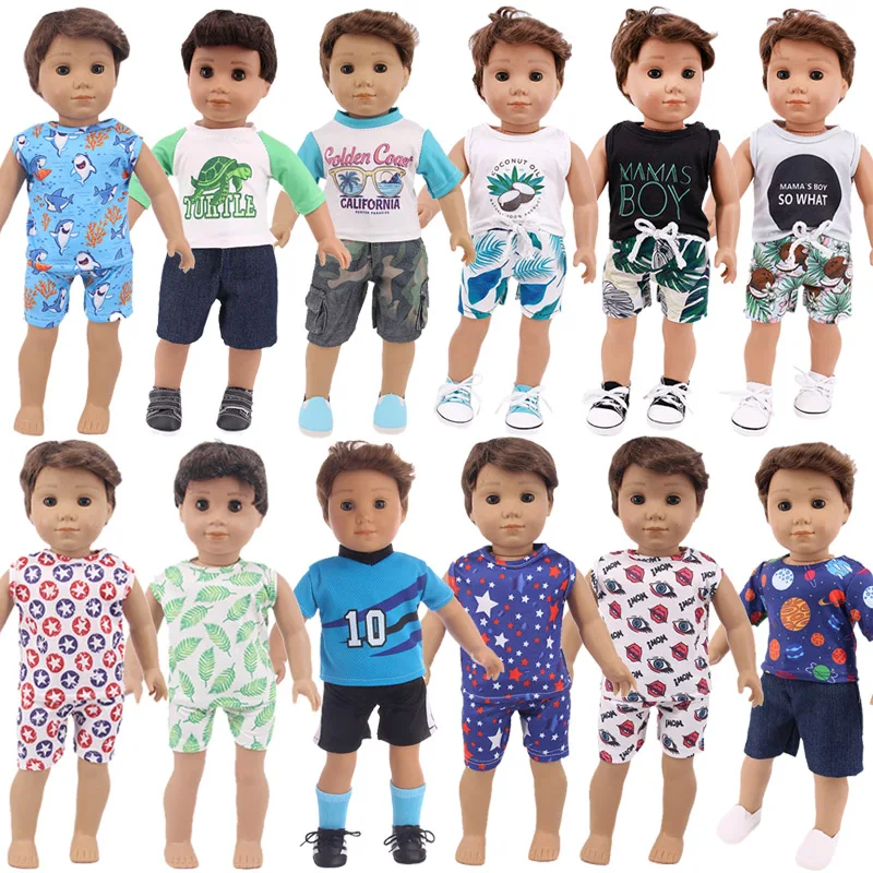 Doll Clothes 2Pcs/Set Shirts+Pants For 18 Inch American&43 Cm Born Baby Logan Boy Doll Our Generation Baby Girl`s Christmas Toy