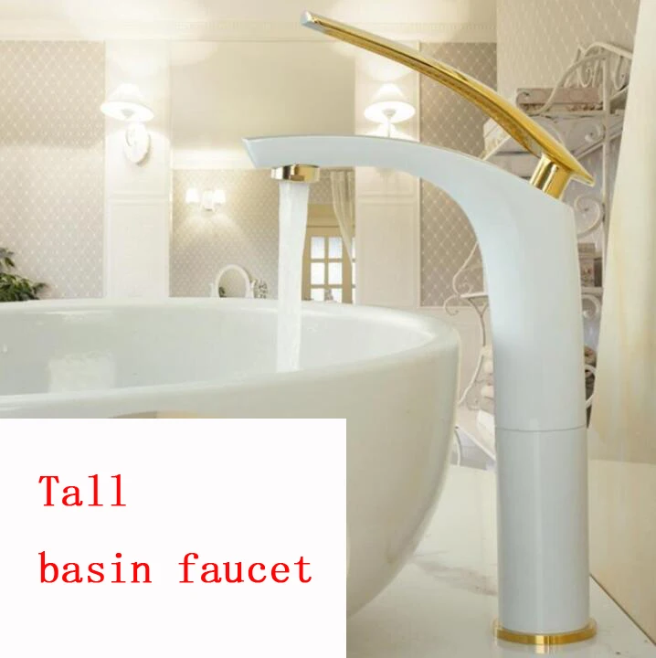 

Vidric Short/High Basin Faucets Gold Brass Bathroom Faucet Basin Tap Single Handle Hot and Cold Water Mixer Taps lavatory faucet
