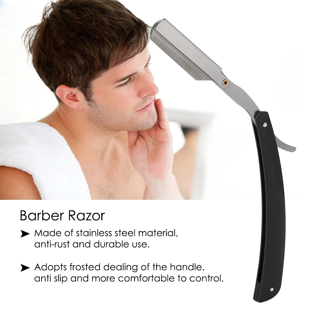 Hot Carbon Steel Barber Hairdressing Razor Eyebrow Knife Holder Folding Shaving Tool