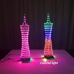 Colorful LED Tower Display Lamp Infrared Remote Control Electronic DIY Kits Music Spectrum Soldering Kits DIY Brain-Training Toy