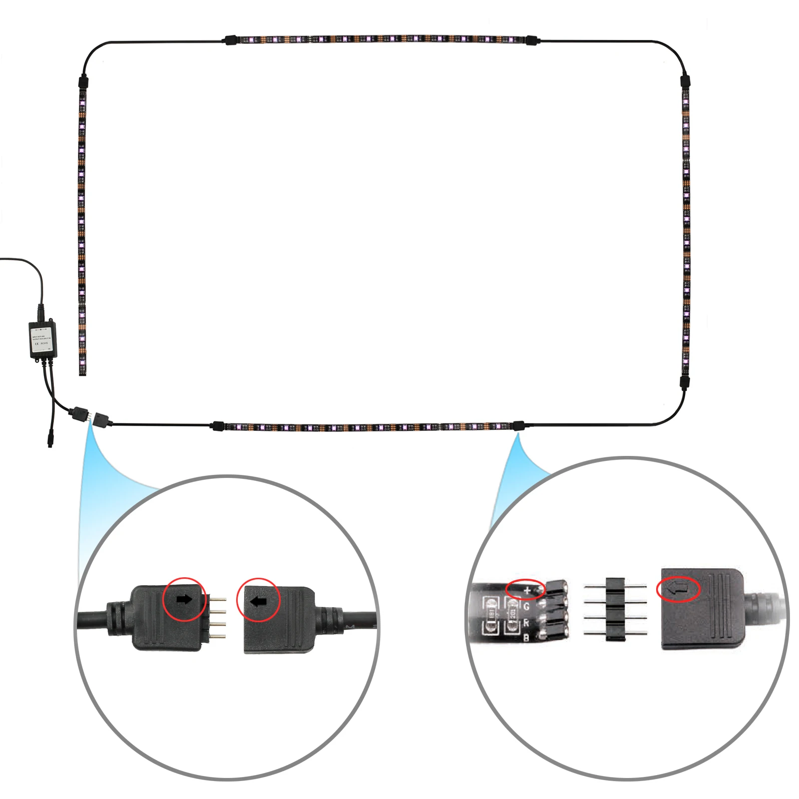 GARLLEN 4 قطعة 50 سنتيمتر LED قطاع أضواء الموسيقى عن بعد USB التلفزيون الخلفي ضوء RGB LED قطاع اللون تغيير طقم الإضاءة للديكور داخلي