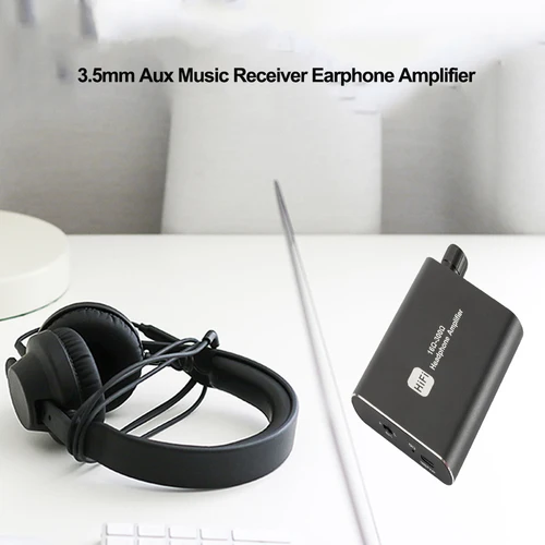 Imagen 2 del producto AMPLIFICADOR DE Auriculares recargable HiFi, amplificador portátil, Cable de Audio auxiliar de 3,5mm, interruptor de ganancia de dos etapas para auriculares de 16-300 Ohm
