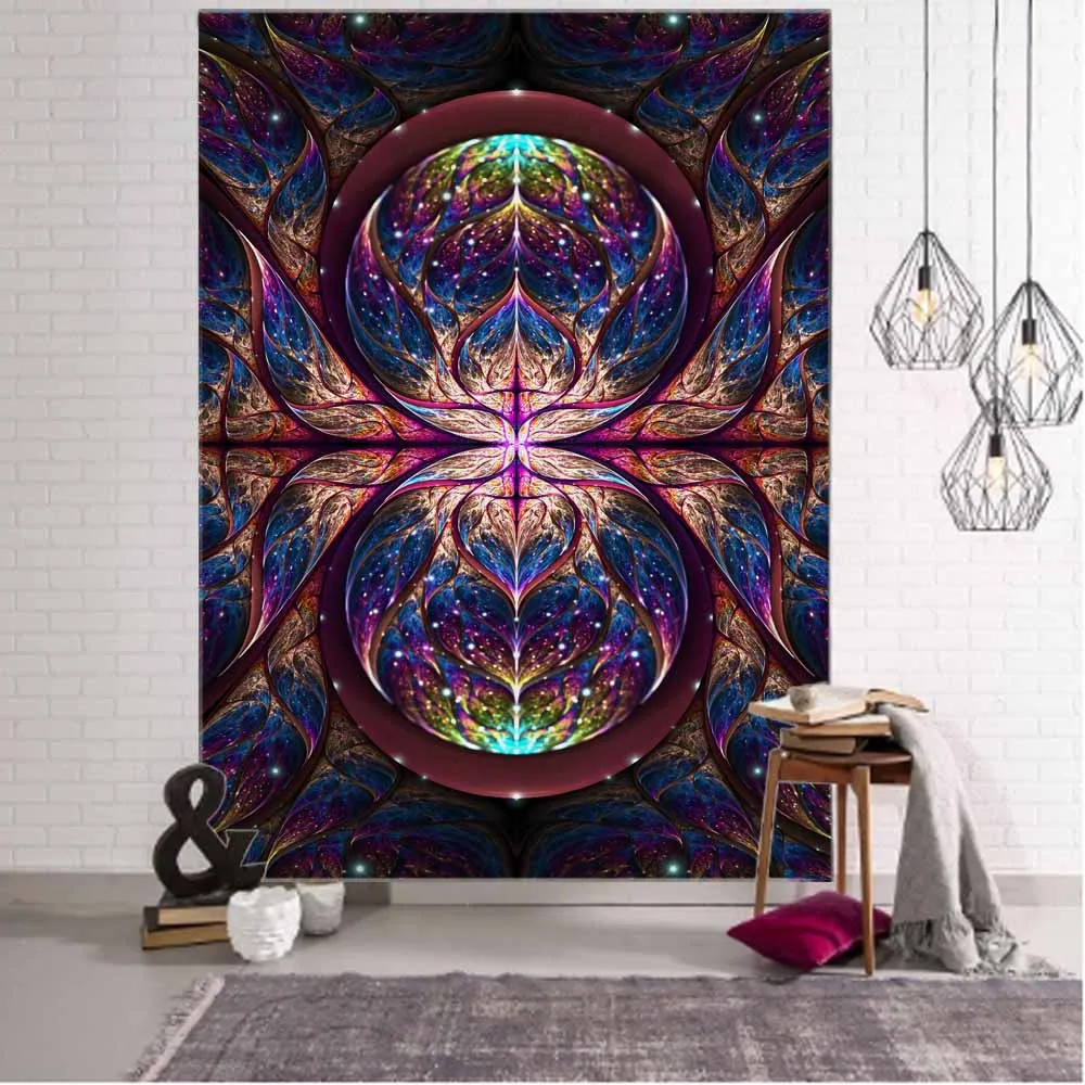 Psychedelic Fractal Art Tapestry Dream Mandala Wall Hanging Witchcraft Boho Hippie Aesthetics Room Decor Home Wall Decor