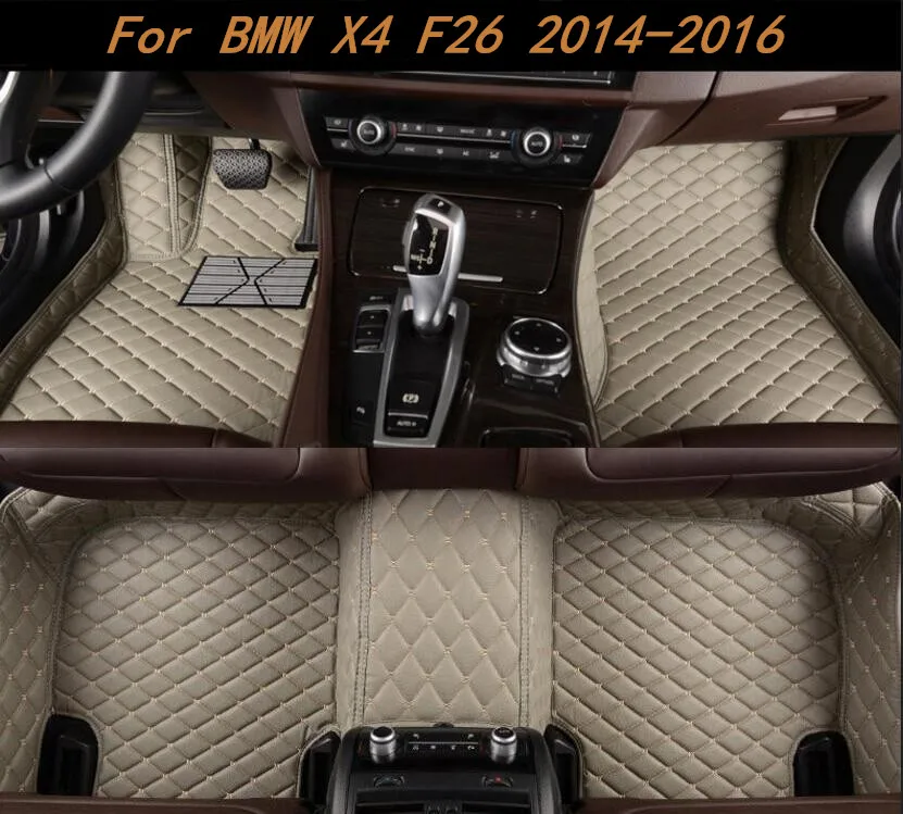 Car 3D Luxury Leather Car Floor Mats Fits For BMW X4 F26 2014 2015 2016 2017 2018 EMS Free shipping