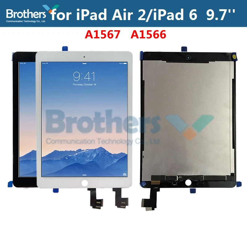 Screen For iPad Air 2 Air2 iPad 6 A1567 A1566 LCD Screen LCD Dispaly Assembly Tablet Panel Touch Screen Digitizer Test Top 9.7''