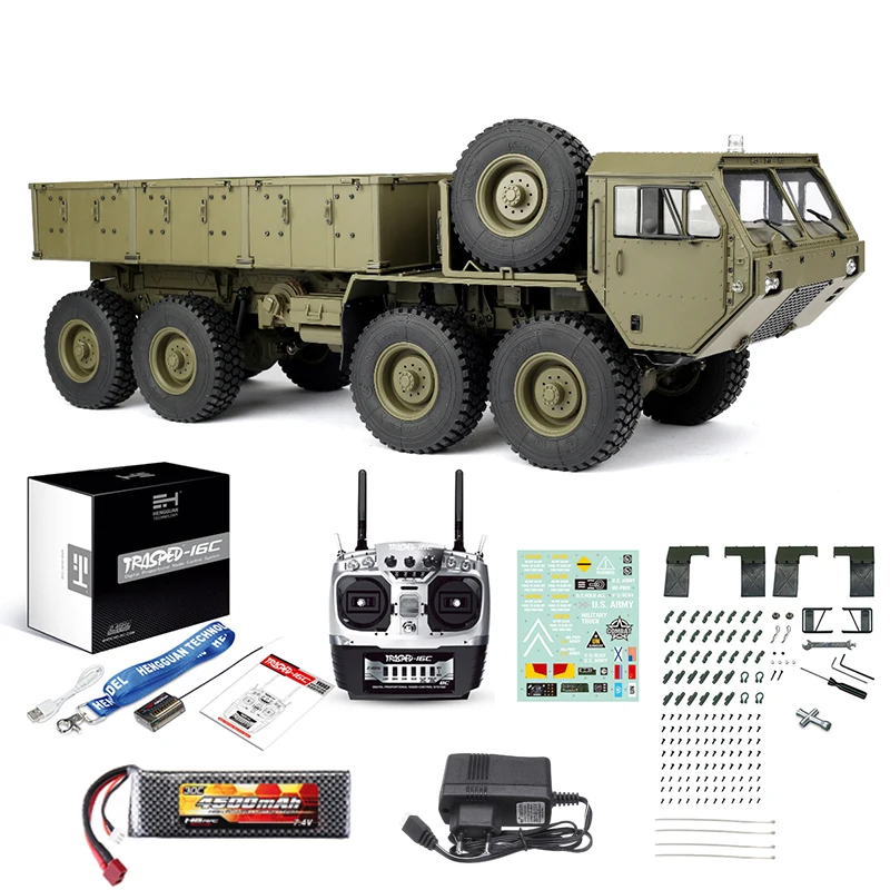 M983 US Army Military Truck 1/12 RC Trailer 8x8 HG P802 Upgrade Version With 4500mAh Lipo Battery,Lightings and Sounds