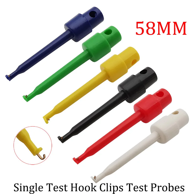 10Pcs 58mm Multimeter Lead Wire Mini Single Test Hook Clips Test Probes Crocodile Clamp For Electronic Cable Welding IC Grabber