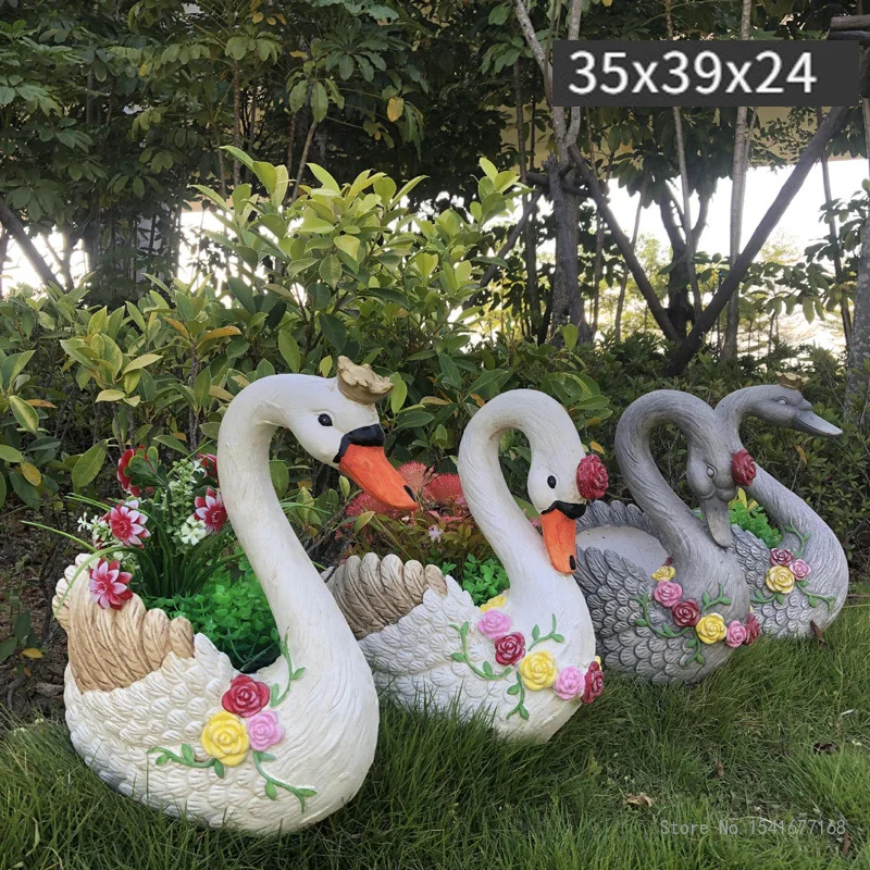 

Swan Flower Pot Simulation Animal Resin Crafts Courtyard, Balcony, Garden Layout, Duck Flower Pot Decoration, Outdoor Decoration