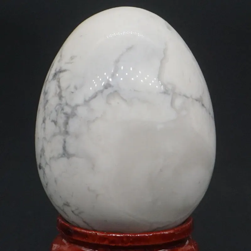 30x40MM Natural Stone White Howlite Turquoise Sphere Egg Healing Reiki Crafts Stone Massage Finger Exercise