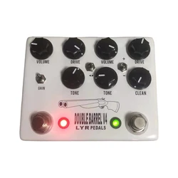 LYR PEDALS Ly Rock Doublebarrel V4 White Classic Double Tube Overdrive Effector Pedal - Real Bypass Technology, Classic Sound