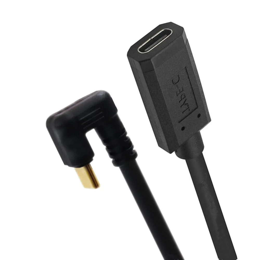 Câble USB3.1 plaqué or mâle à femelle 10Gbps 4K 60Hz 3.1Type C, câble coudé en U à 180 degrés