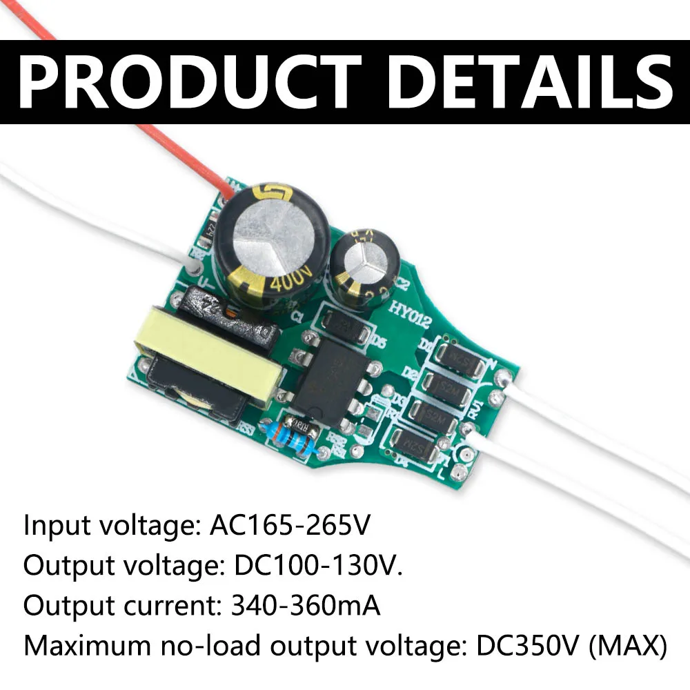 30-50W Double Electrolysis LED Driver AC 165-265V DC100-130V 340-360mA Lighting Transformers For LEDs Power Lights Supply Unit