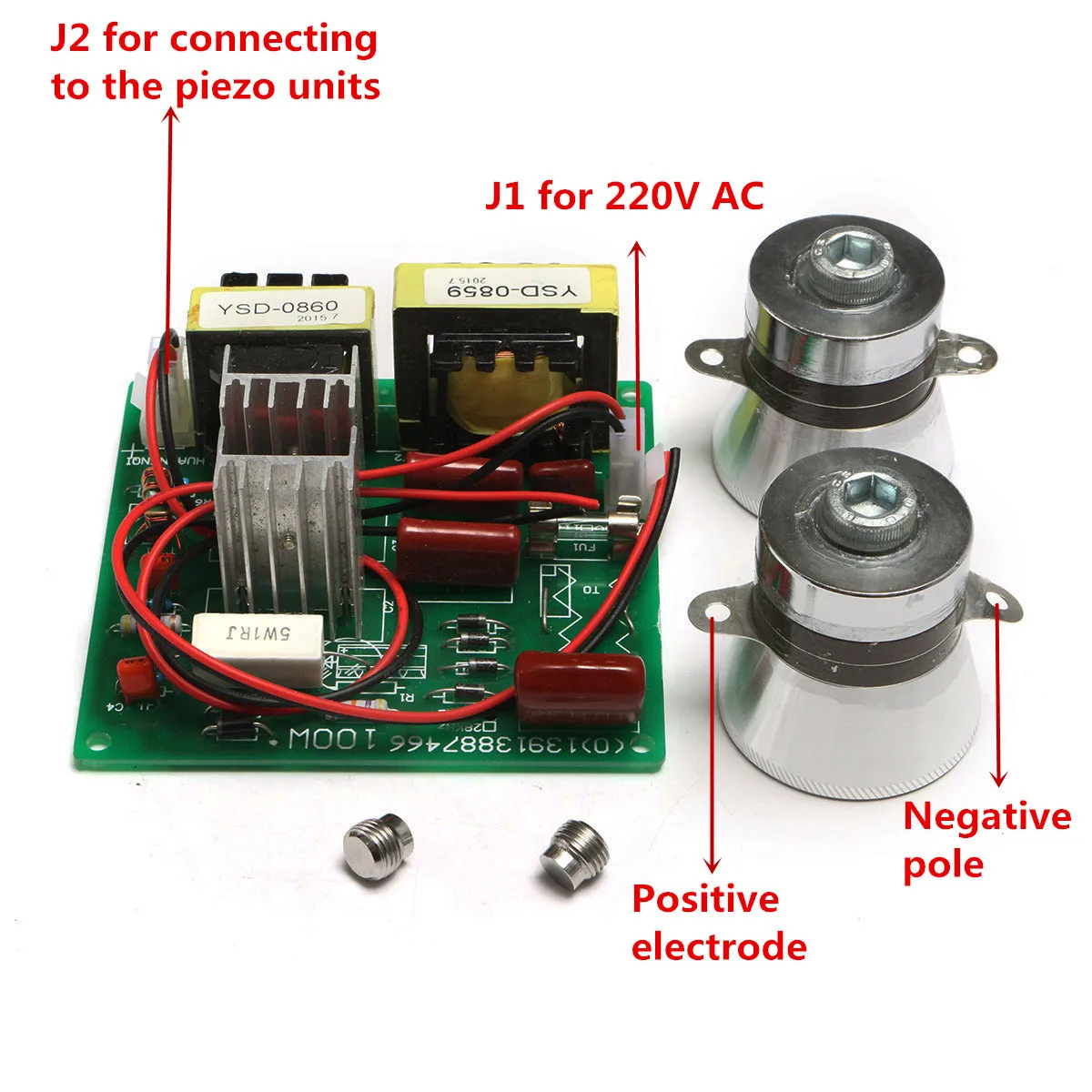 Limpiador ultrasónico de 100W y 220V, placa de controlador de potencia, transductor de 40KHz, placa de circuito de limpieza por ultrasonido,