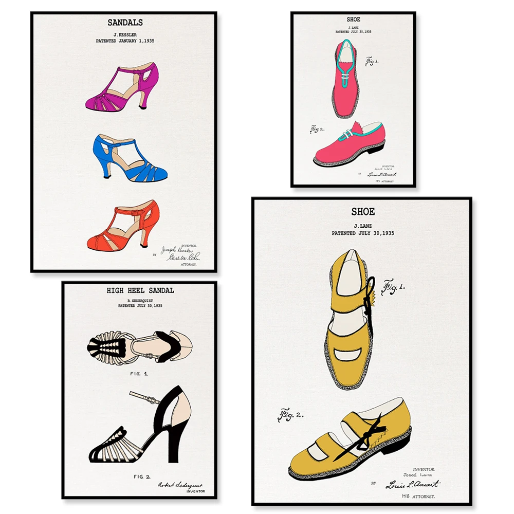 

Women's Shoes, High Heel Sandals Patent Print, Fashion Wall Decor, Women's Sandals, Fashion Colorful Patent Print Poster