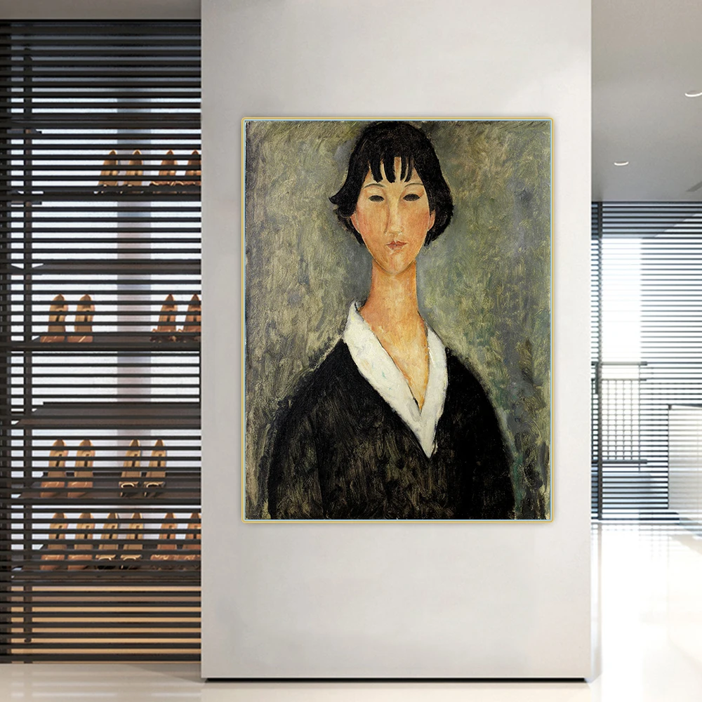 Amedeo Modigliani《Young girl with dark hair》Canvas Oil Painting Artwork Aesthetic Picture Wall Hanging Decor Home Decoration