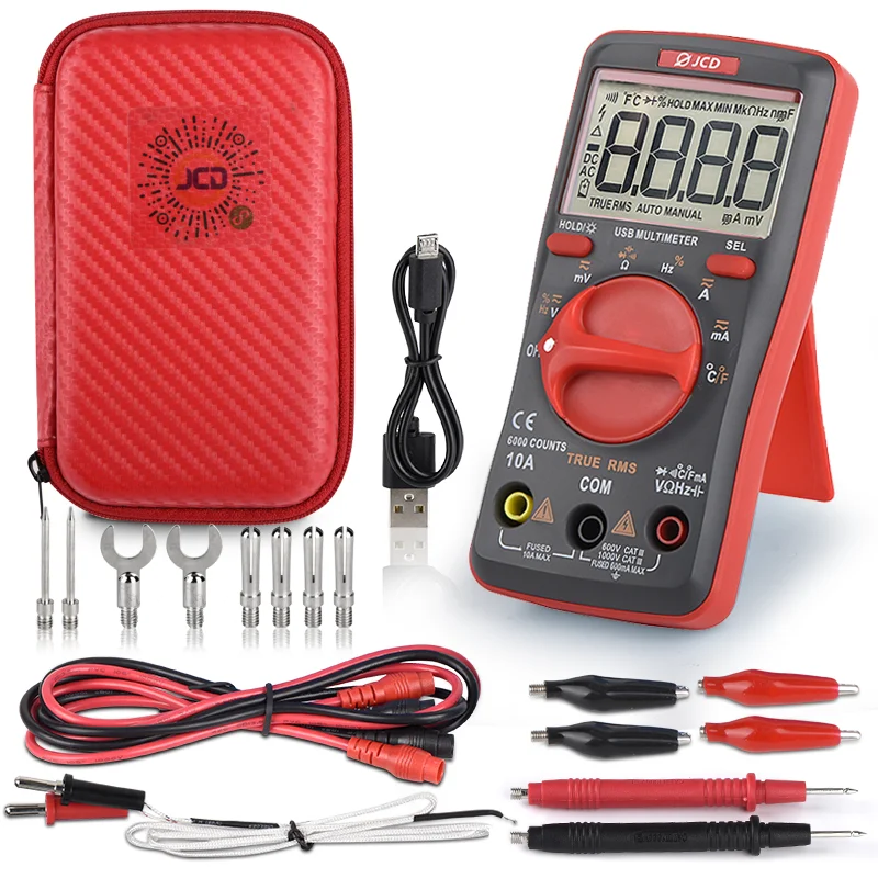 

QHTITEC UM16 Digital Multimeter Auto Ranging TRMS 6000 Counts Volt Meter Measures Temperature Tester Tools with Backlight New