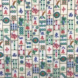 Beautiful,White Bottom,Chinese Mahjong Pattern Digital Print,Sewing Material,DIY Home Patchwork,Dress Clothing,100%Cotton Fabric
