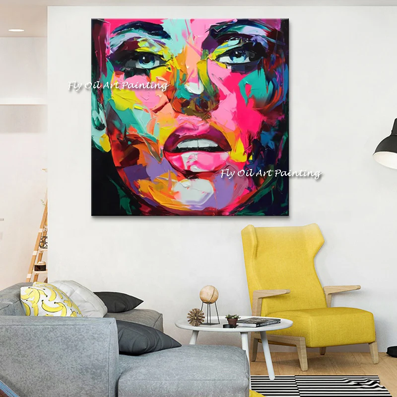 Abstact Canvas Art Hand Painted Modern Abstract Face Oil Painting On Canvas Wall Art For Living Room Home Decoration No Framed