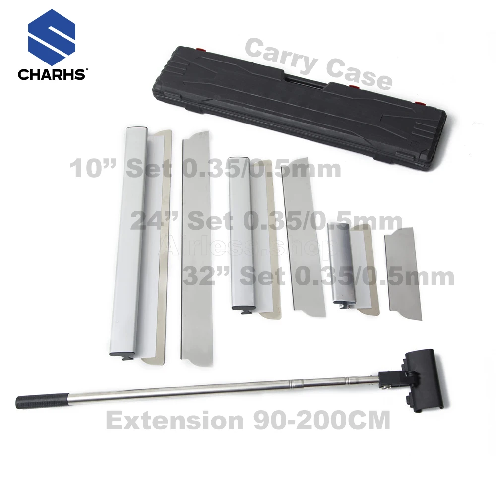 Charhs Skimming Blade Set com alça extensível, espátula de reposição para pintura, ferramentas de parede, 0.5mm, 0.3mm, 10 \