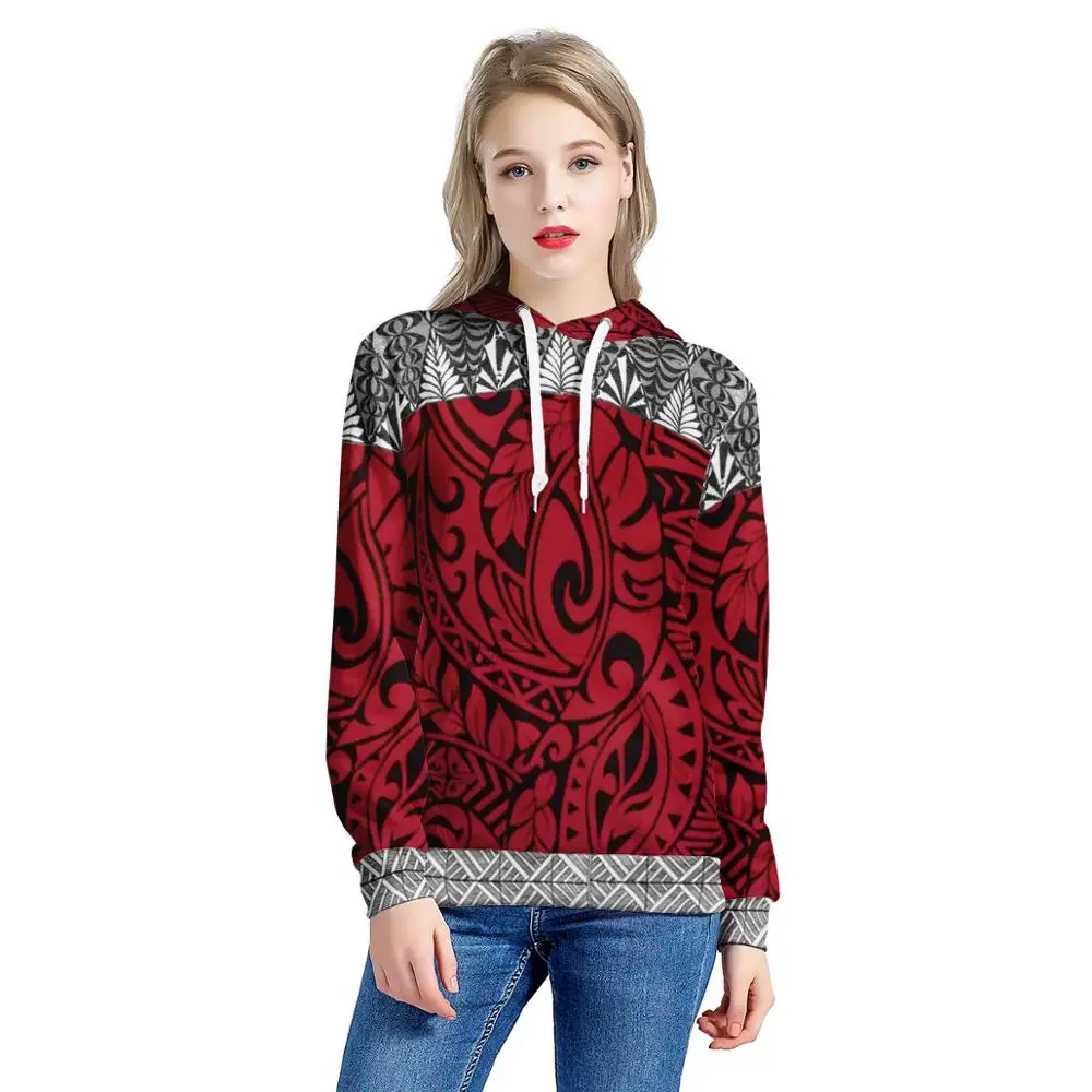 Fashion Women Hoodie Polynesian Guam Traditional Tribal Design Pattern Long Winter Hoodies For Teenager Girls Leisure Sweatshirt