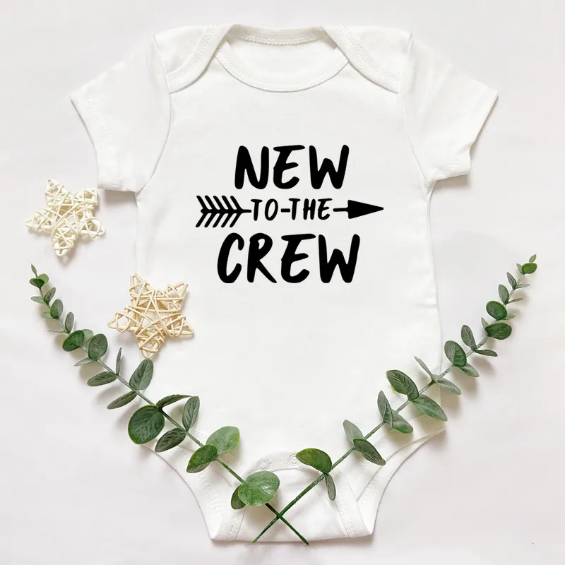 

New to the Crew Letters Print Baby Girl Boy Clothes Short Sleeve Ropa Bebe Cute 100% Cotton Bodysuit for Newborns