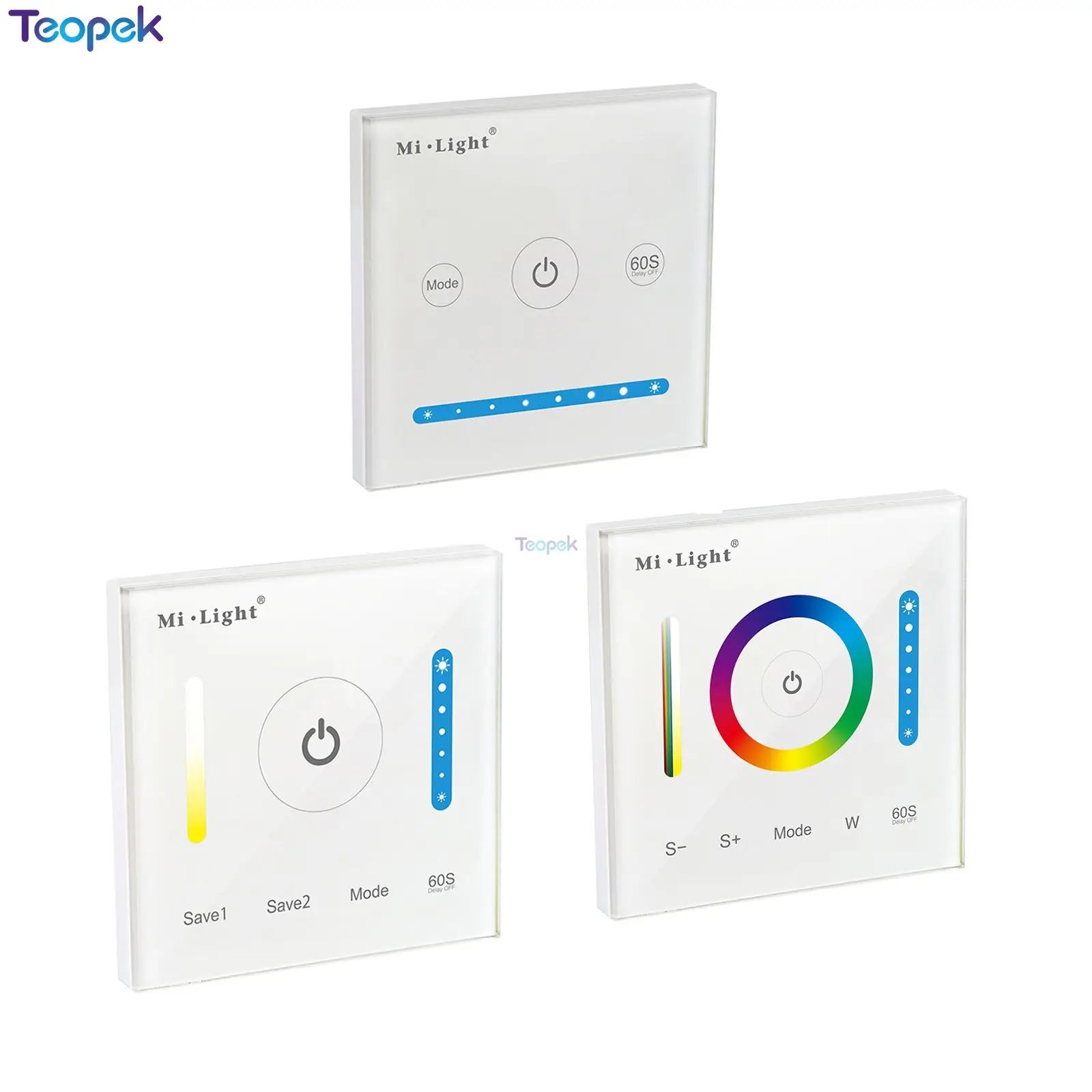 

MiBoxer Smart LED Touch Panel Controller P1 P2 P3 For RGB RGBW RGB+CCT / Double White / Single Color LED Lighting DC12-24v 15a