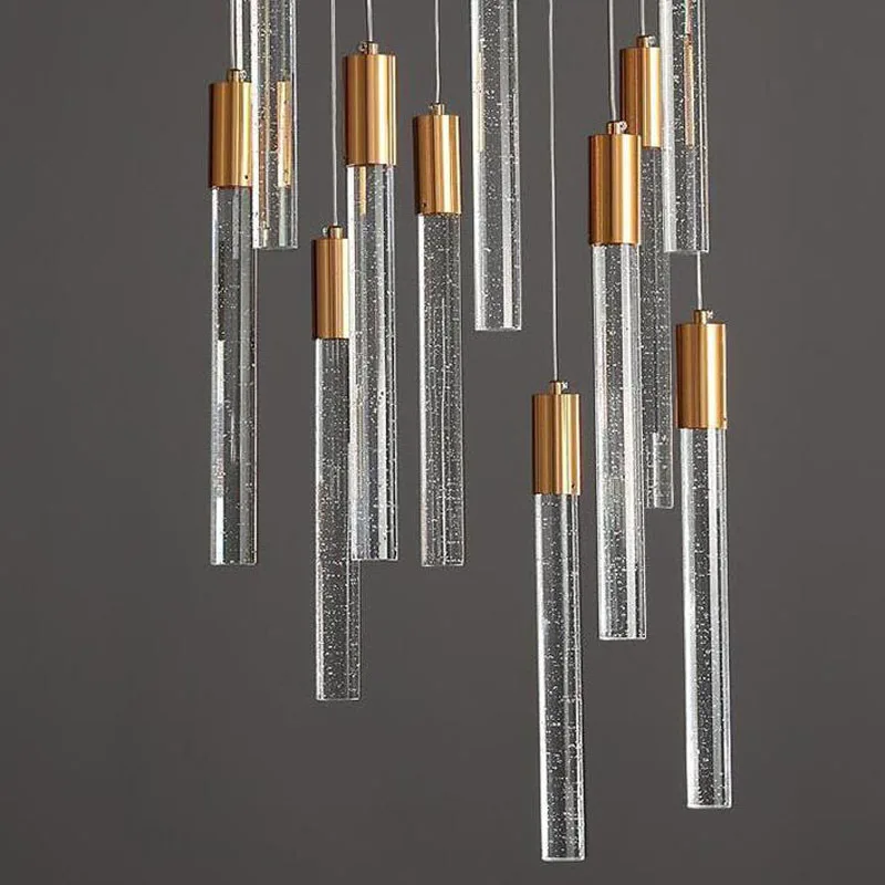 Simple And Modern LED Restaurant Bar Lamp Fashion Crystal Long Cylindrical Chandelier With Creative Personality