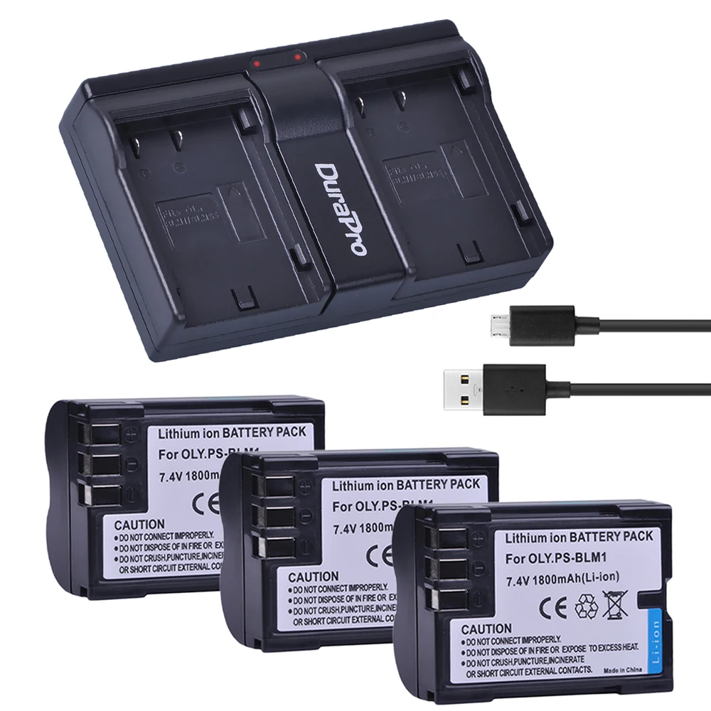 

3pc PS-BLM1 PS BLM1 BLM-1 Li-ion Battery + Dual USB Charger for Olympus EVOLT E-300 E-330 E-500 E-510 C-5060 C-7070 C-8080 E-1