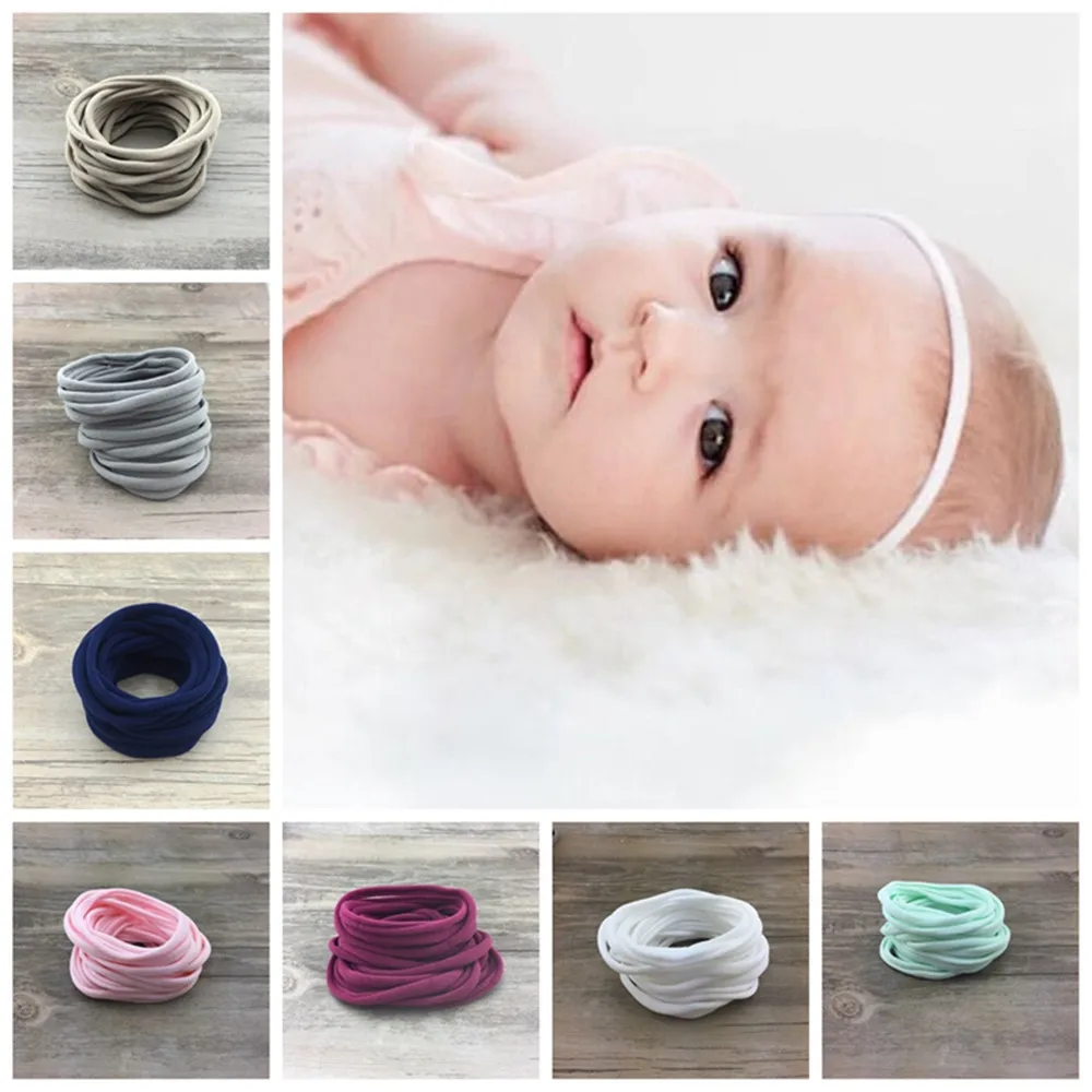 100pcs/lot Kids Accessories Super Soft Thin Nylon Headbands 6mm Width Wholesale Hair Elastic Hairbands Girls Turban For Children