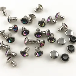 YORANYO 100 Sets CZ++ Crystal Rivets Planet Color Rivets Silver Studs Leather Craft Garment Punk Studs Fit DIY Making