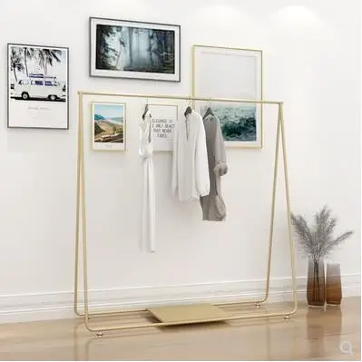 Nano gold clothing store hanger display rack men's and women's clothing rack floor type Nakajima front side rack Tiranya hot