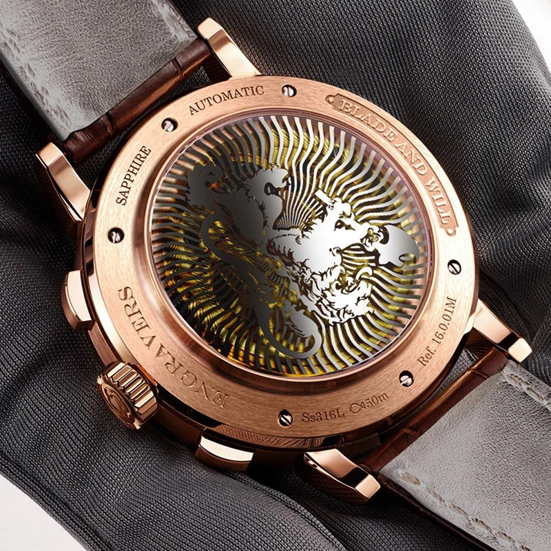 LOBINNI Orologio da lavoro Top Brand di lusso Moda Uomo in pelle Impermeabile 50M Orologio da polso meccanico maschile con datario