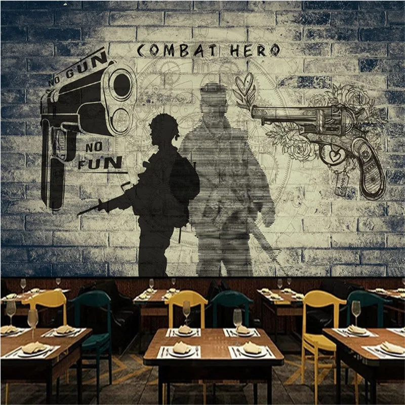 

Retro Military Background Wall Paper 3D Cafe Restaurant Bar Industrial Decor Background Mural Wallpaper Papel De Parede 3D