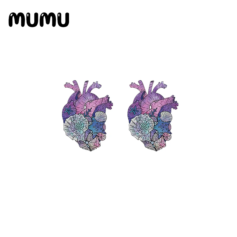 2020 New Human Heart Brain Stud Earring Funny Acrylic Earring Handmade Earrings Epoxy Jewelry Gifts for Men