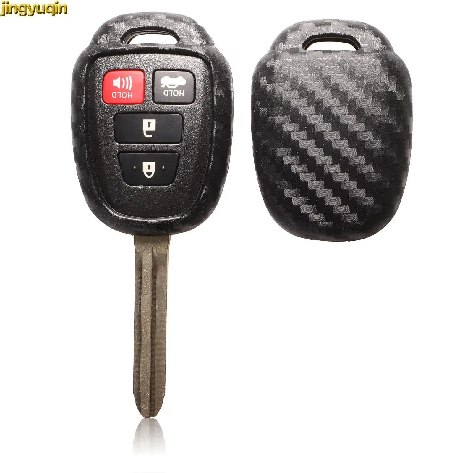 

Jingyuqin 50pcs Remote Car Key Carbon Silicone Case Cover For Toyota Tacoma Camry 2012-2015 Corolla 2/3/4 Buttons