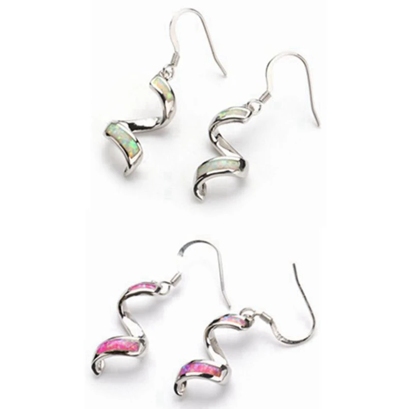 Fleure Esme Charm Pink White opal Engagement Wedding drop earrings jewelry for women sex dropshipping Rhodium Plated R4003 R4047