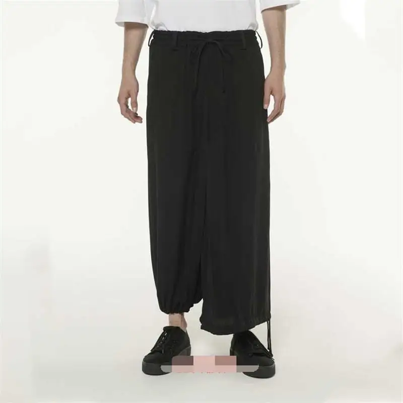 Men's Knickerbockers Casual Pants Wide Leg Pants Spring And Autumn New Dark Elastic Waist Design Trend Youth Versatile