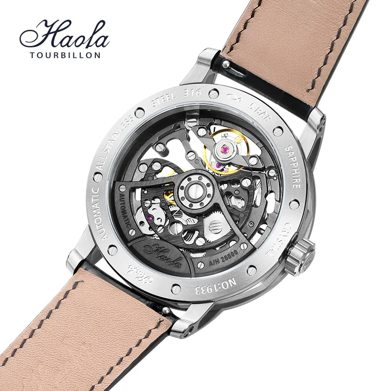 Haofa Skeleton Automatic Men Mechanical Wristwatches Luxury Rotating Dress Watch Sapphire Ceramic Scale relogio masculino 1933