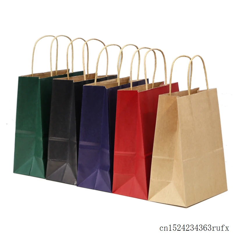 40 Pcs Kraft Paper Gift Bags with Handle Shopping Bags Christmas Packing Bag Size 21X15X8cm