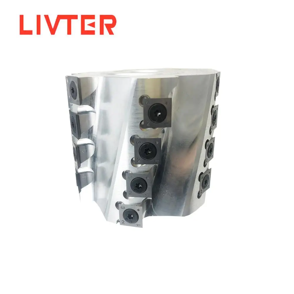 

LIVTER Moulder Planing Cutter Head for Spindle 4-side Moulder 6T with Carbide Inserts Blades Spiral Cutterhead