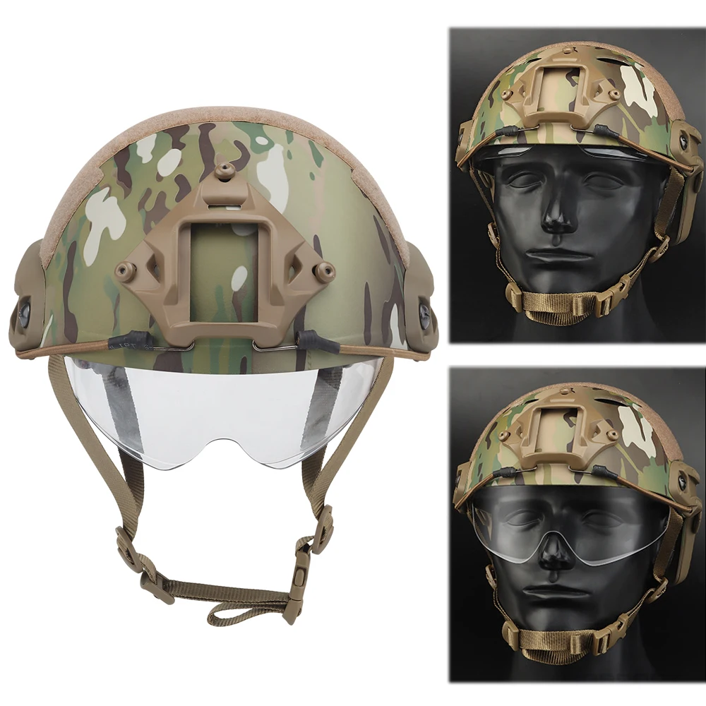 Tactical FAST Helmet With Goggle CS War Game Lightweight Cycling Protective Helmets Outdoor Militar Hunting Airsoft Equipment