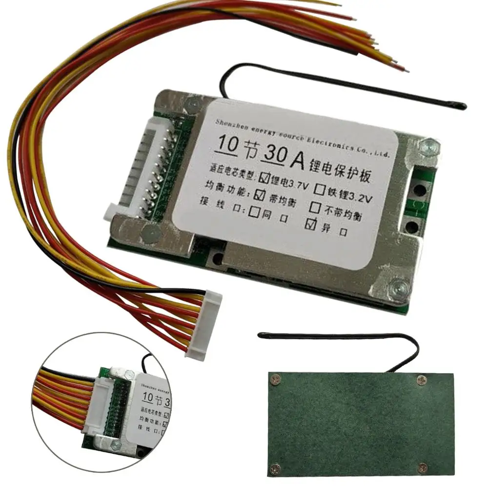 10S 36V 30A Li-Ion 18650 battery protection board, BMS battery, battery protection cable with balance function