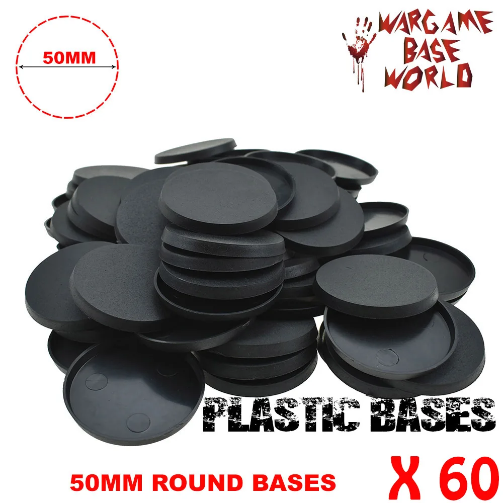 

60 x 50mm Plastic Round bases for Gaming Miniatures and wargame bases