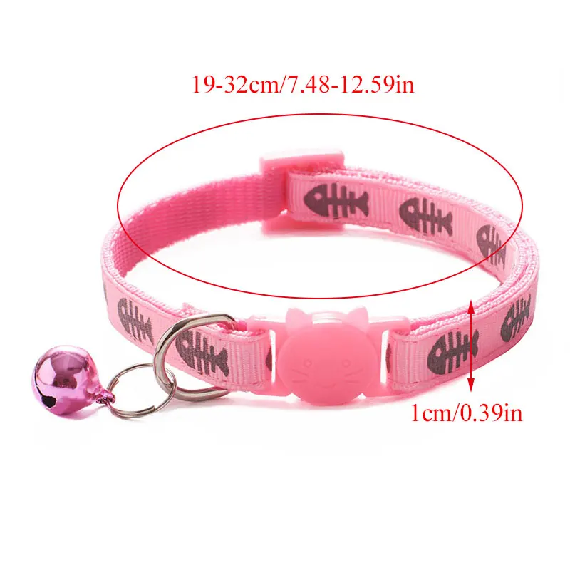 Adjustable Cat Collar Cute fashion Print Breakaway Nylon Pet Puppy Dog Kitten Cat Collar with Bells 19-32cm 1.0cm Drop Shipping