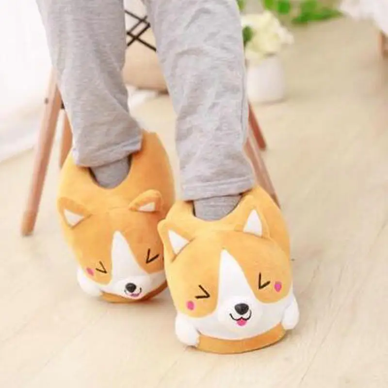 Winter Warm Indoor Foor Bedroom Koi Dog Cartoon Cute Plush Keji Slippers Home Slip Cotton Pad Shoes